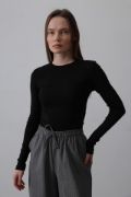 Uzun Kol Crop Top - Siyah resmi